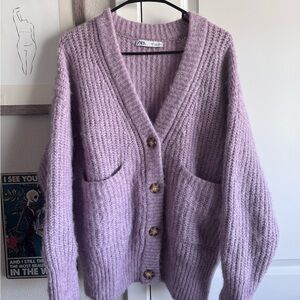 Zara Women's Lavender Cardigan Small (can fit large)